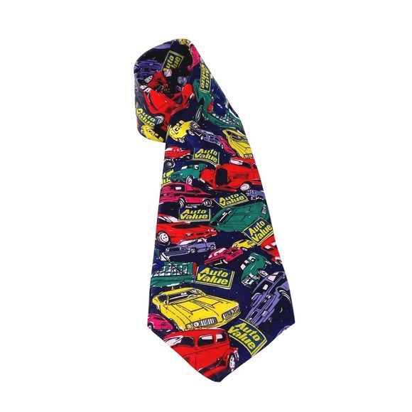 Vtg Concerto Auto Value Classic Cars Tie Men's Retro Colorful Print - Picture 4 of 15